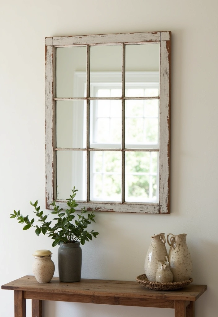 25 Stunning DIY Home Decor Projects That'll Transform Your Space on a Budget! - 12. Upcycled Window Frame Mirror
