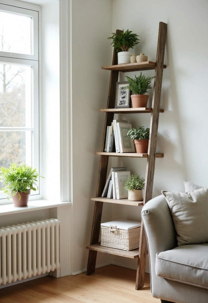 25 Stunning DIY Home Decor Projects That'll Transform Your Space on a Budget! - 8. Decorative Ladder Shelf