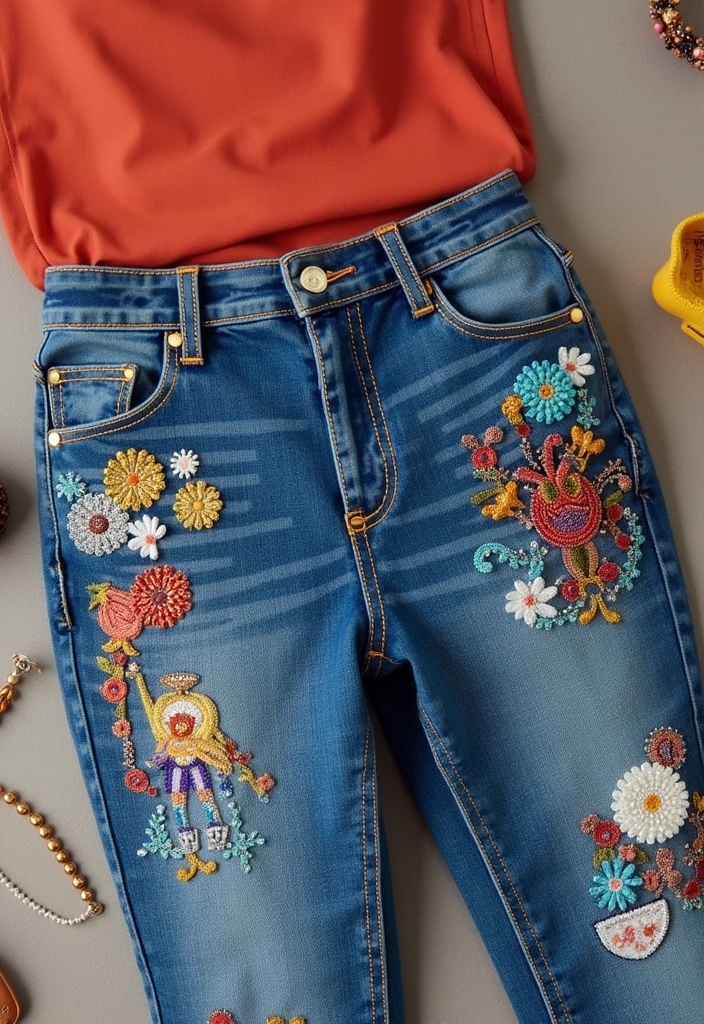 22 Budget Wardrobe Ideas That Look Luxurious Without Breaking the Bank (#18 Is Pure Genius!) - 15. DIY Embellished Jeans: Stand Out