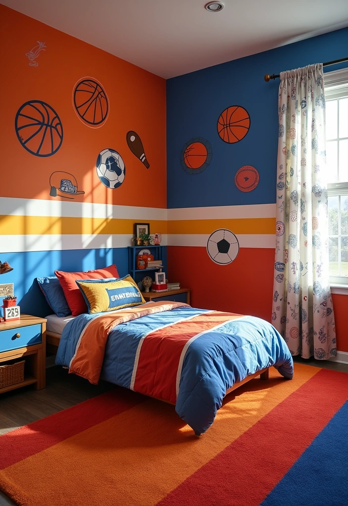 22 Kids Room Paint Ideas That Will Make Bedtime a Dream (Don't Miss #10!) - 12. Sporty Vibes