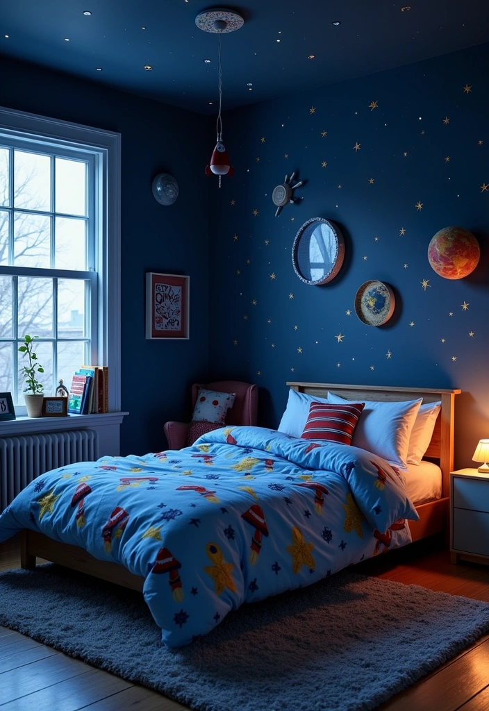 22 Kids Room Paint Ideas That Will Make Bedtime a Dream (Don't Miss #10!) - 7. Outer Space