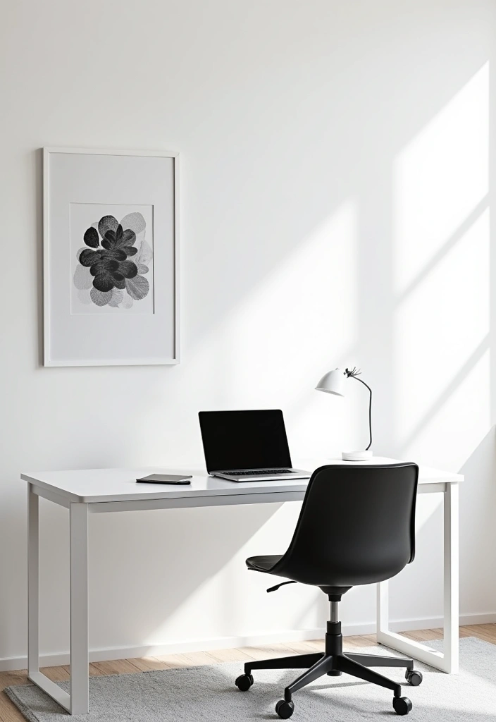 22 Minimalist Office Decor Ideas That Will Declutter Your Mind and Workspace! - 1. Monochrome Color Palette
