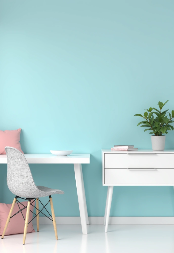 22 Minimalist Office Decor Ideas That Will Declutter Your Mind and Workspace! - 10. Calming Color Accents