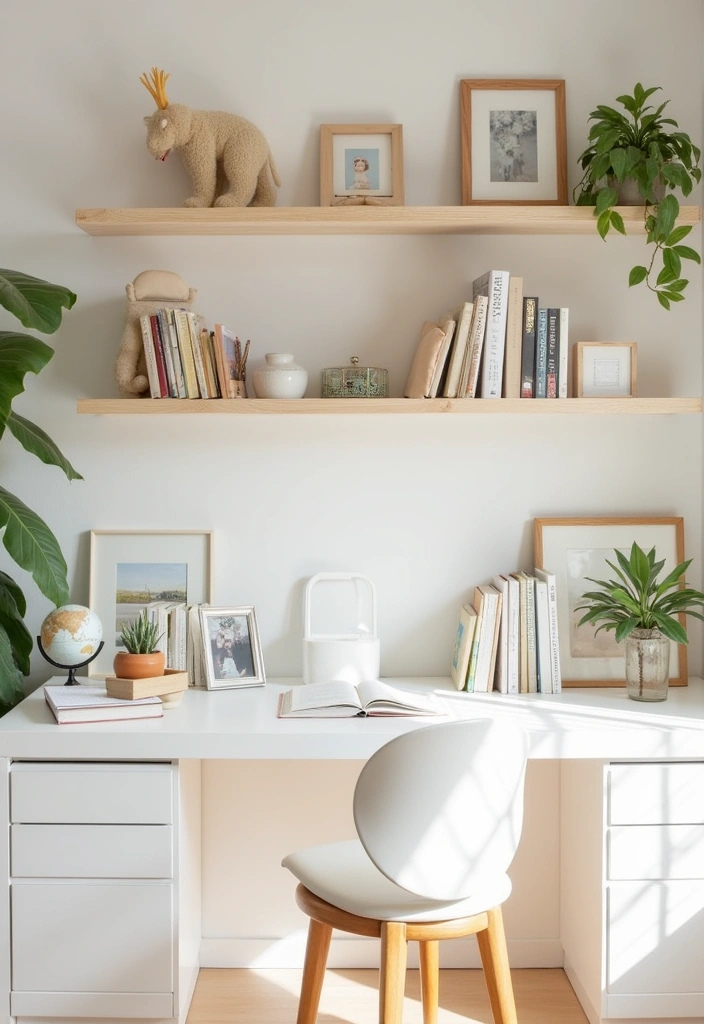 22 Minimalist Office Decor Ideas That Will Declutter Your Mind and Workspace! - 3. Open Shelving