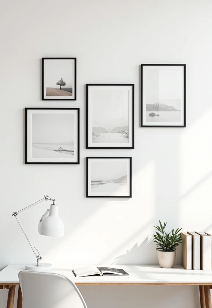 22 Minimalist Office Decor Ideas That Will Declutter Your Mind and Workspace! - 8. Minimalist Wall Art